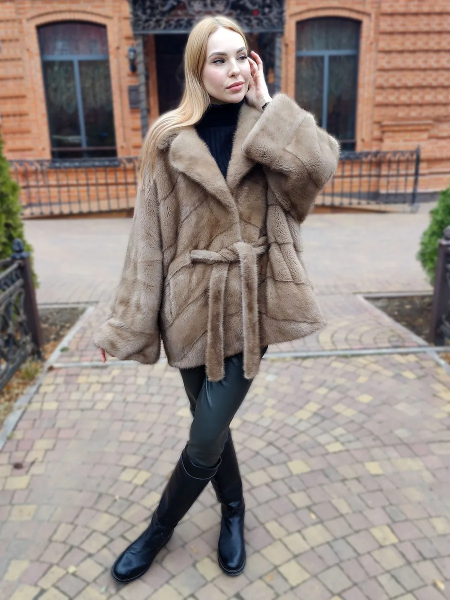 Шуба «Кимоно», пастель — фото вживую